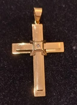 Gold plated stainless steel CZ Christian Cross