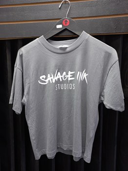 Grey T-shirt white savage ink logo