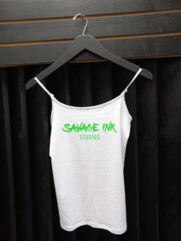 White Savage ink top green logo