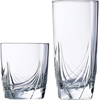 Luminarc 16 Piece Ascot Tumbler Setm35g 8-16m6g5 Ounce Coolers m10g 8-13 Ounce Double Old Fashioned Glassesm35g Mixedm35g Clear