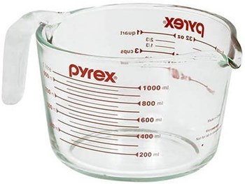 Pyrex Prepware 1-Quart Measuring Cupm35g Clear with Red Measurements