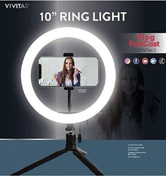 Vivitar 10-Inch Streaming Essentials LED Ring Light with Spider Tripod and Phone Mount