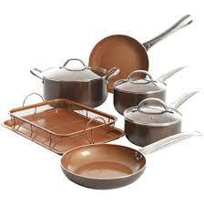 Copper Pan Cooking Excellence 10 Piece Nonstick Cookware Set in Copper - 10 Piece