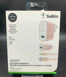 Belkin Metallic Mixit -12W 2m6g4Amp Fast - Home m10g Car Lightning Charger Pink Kit