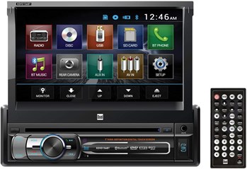 Dual Electronics XDVD156BT Multimedia Retractable m10g Detachable 7-inch LED Backlit LCD Touchscreen Single DIN Car Stereo Receiver with Built-in Bluetooth