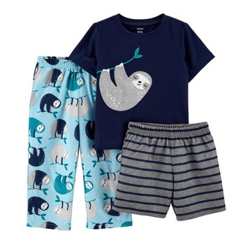 3-Piece Sloth Loose Fit PJs