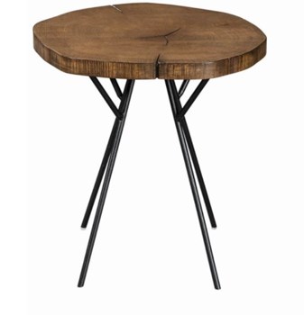Rustic Brown Tree Trunk-Inspired Accent Table