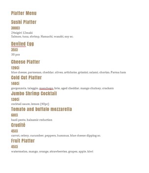 Platter Menu