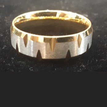 Diamond cut 18 Karat gold plated stainless steel ring