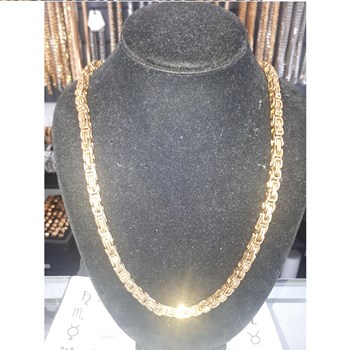 Double Square Kings link 18 karat gold plated stainless steel Necklace