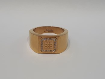 Menm15gs Gold Plated Stainless Steel CZ Ring