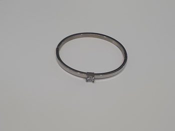 Stainless Steel CZ Hinged Bangle