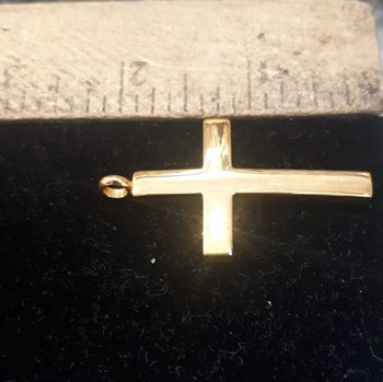 18 karat gold plated stainless steel cross with zirconium