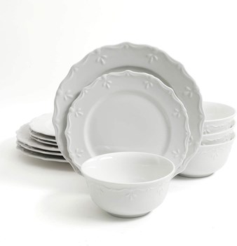 Gibson Home Scallop Buffet 12 Piece Dinnerware Setm35g White