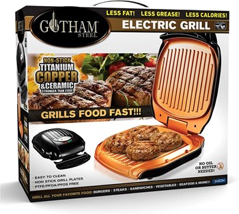Gotham Steel 2053 Low Fat Multipurpose Sandwich Grill Nonstick Copper Coating – As Seen on TVm35g Largem35g Black