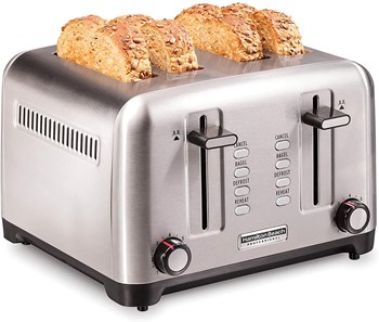 Hamilton Beach Professional Professional 4 Slice Toasterm35g with Bagelm35g Defrost m10g Reheat Settingsm35g Stainless Steel