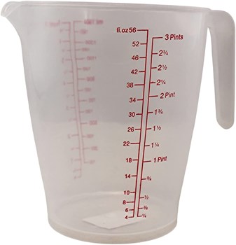 Large 7 Cup Capacity Plastic Measuring Cup 56 Ounce 1500Ml 3 Pints