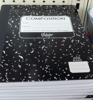 Composition 100 sheetsm2g 200 pages 9m6g75x7m6g5inches wide ruled paper