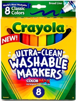 Crayola Washable Markersm35g Broad Pointm35g Classic Colorsm35g 8 Pack