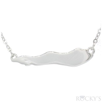 14K White gold cayman brac map necklace