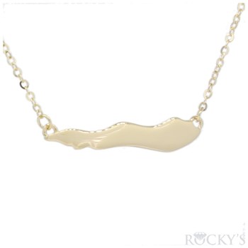 14K Yellow gold cayman brac map necklace