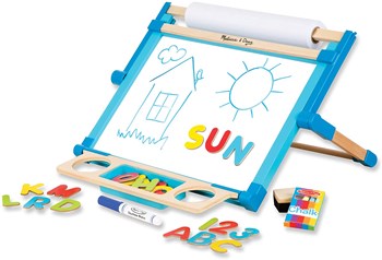 Melissa m10g Doug Double-Sided Magnetic Tabletop Art Easel - Dry-Erase Board and Chalkboard