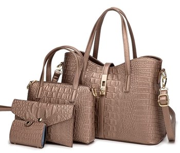 crocodile pattern 4 piece handbag
