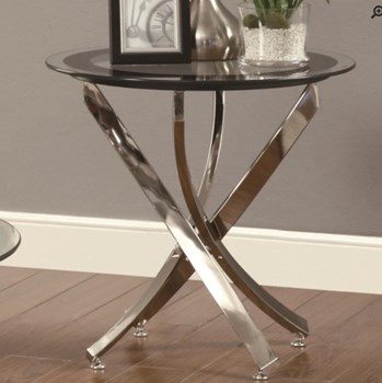 Glass Top Chrome End Table